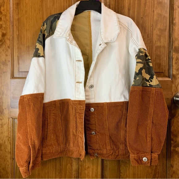 Jackets & Blazers - Women’s size small boutique camouflage corduroy patchwork color lock jacket